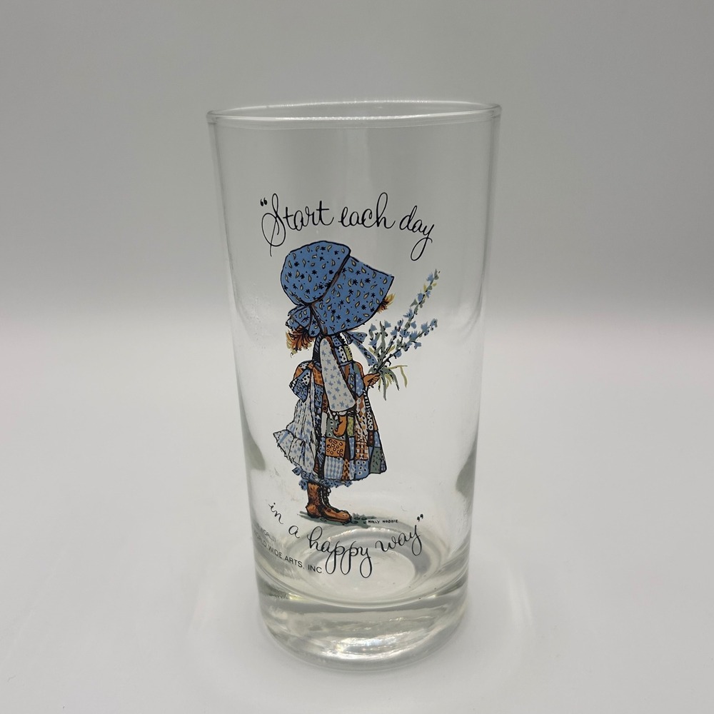 Vintage Holly Hobbie Glass Tumbler Start Each Day In A Happy Way 1970s Retro